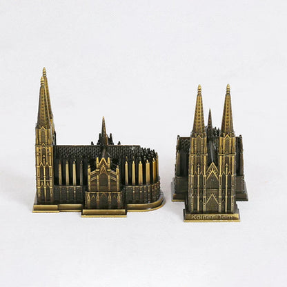 LZINA™ | Cologne Cathedral Model Metal Antique Bronze Germany Cologne Cathedral Building Figurine World Famous Landmark Architecture Decoration