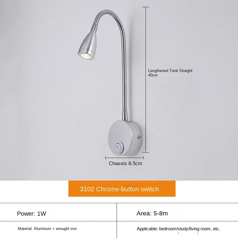 BowLift LED Wall Lamp: Modern, Flexible Lighting Ideal for Reading in Bed