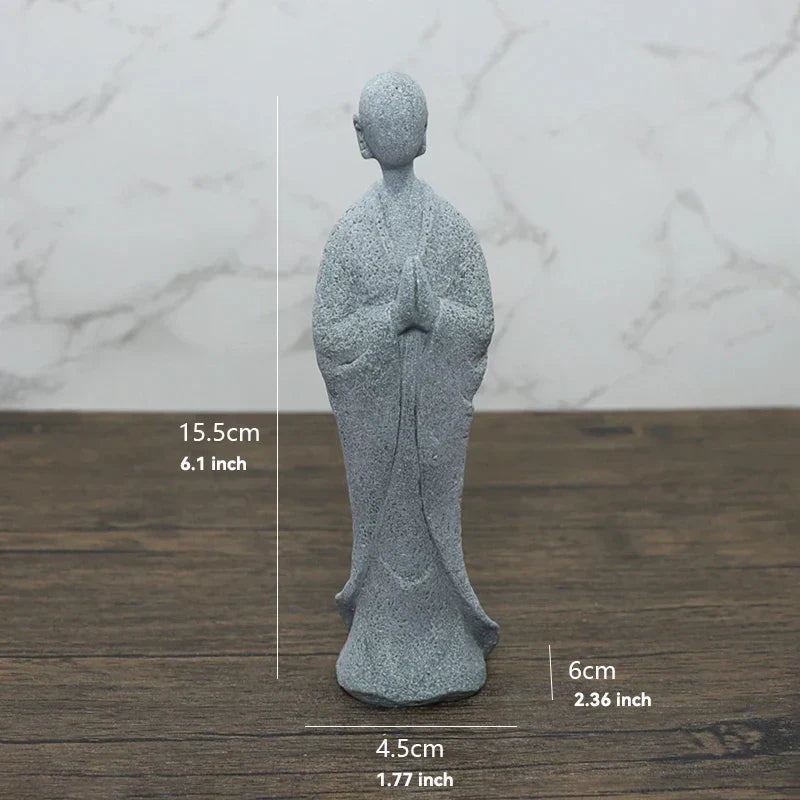 LZINA™ | Buddha Stone Statue Small Buddhist Monks Tibetan Buddhism Figures Zen Garden Ornament Meditation Home Aquarium Decoration
