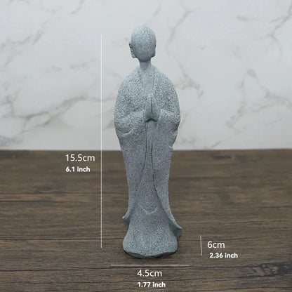 LZINA™ | Buddha Stone Statue Small Buddhist Monks Tibetan Buddhism Figures Zen Garden Ornament Meditation Home Aquarium Decoration