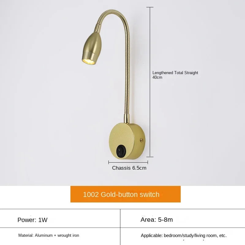 BowLift LED Wall Lamp: Modern, Flexible Lighting Ideal for Reading in Bed