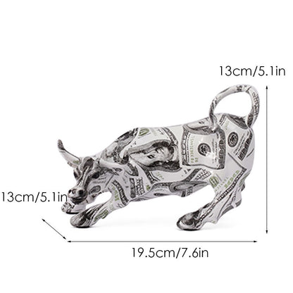 LZINA™ | Graffiti-Painting Resin Bull Figures Home Living Room Bedroom Office Desktop Feng Shui Ornaments Collection Statues