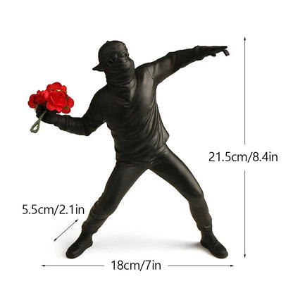 LZINA™ | Dropshipping Banksy Sculpture Collection Flower Thrower Statue Pop Art Modern Balloon Girl Figurine Office Home Decoration