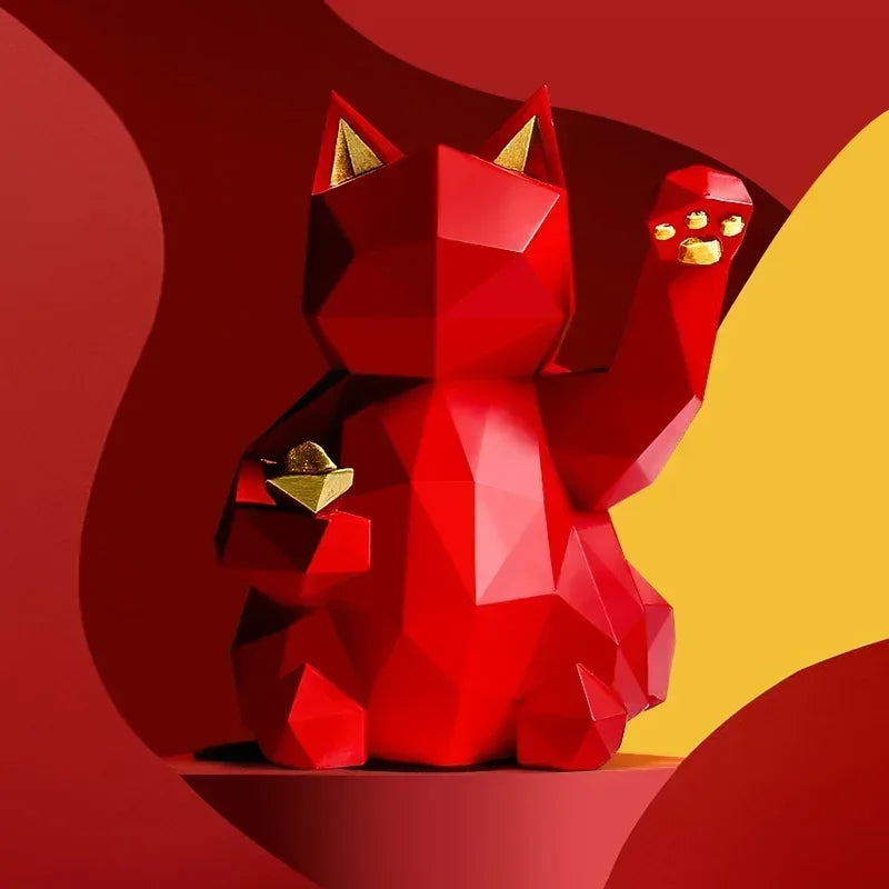 LZINA™ | Nordic Minimalism Geometry Lucky Cat Statues