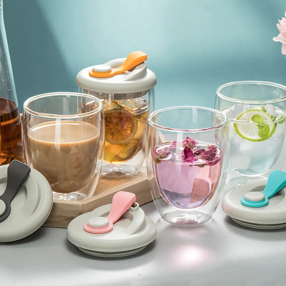 BowLift | Leak-Proof Double Wall Glass Transparent Mug