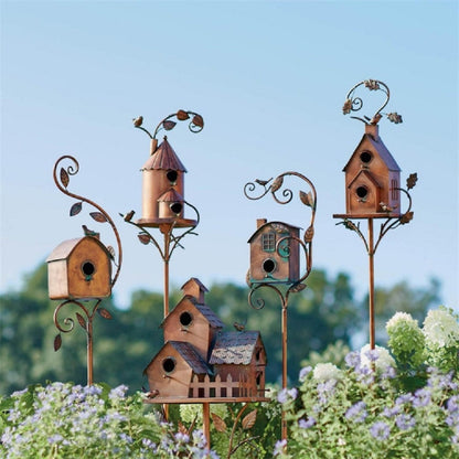 BowLift | Metal art birdhouse garden stake - Talart