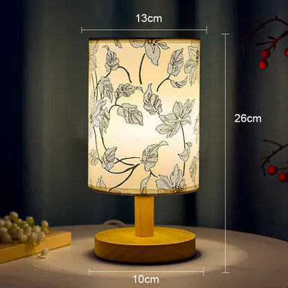 BowLift Dimmable LED Bedside Lamp with Plum Blossom Fabric Shade – Elegant Nightstand Light for Your Bedroom