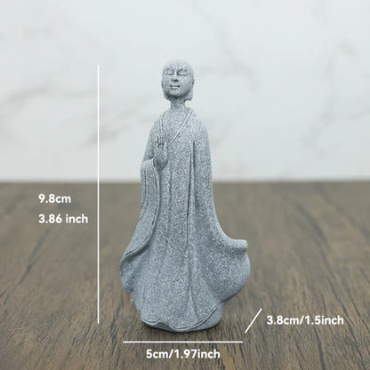 LZINA™ | Buddha Stone Statue Small Buddhist Monks Tibetan Buddhism Figures Zen Garden Ornament Meditation Home Aquarium Decoration