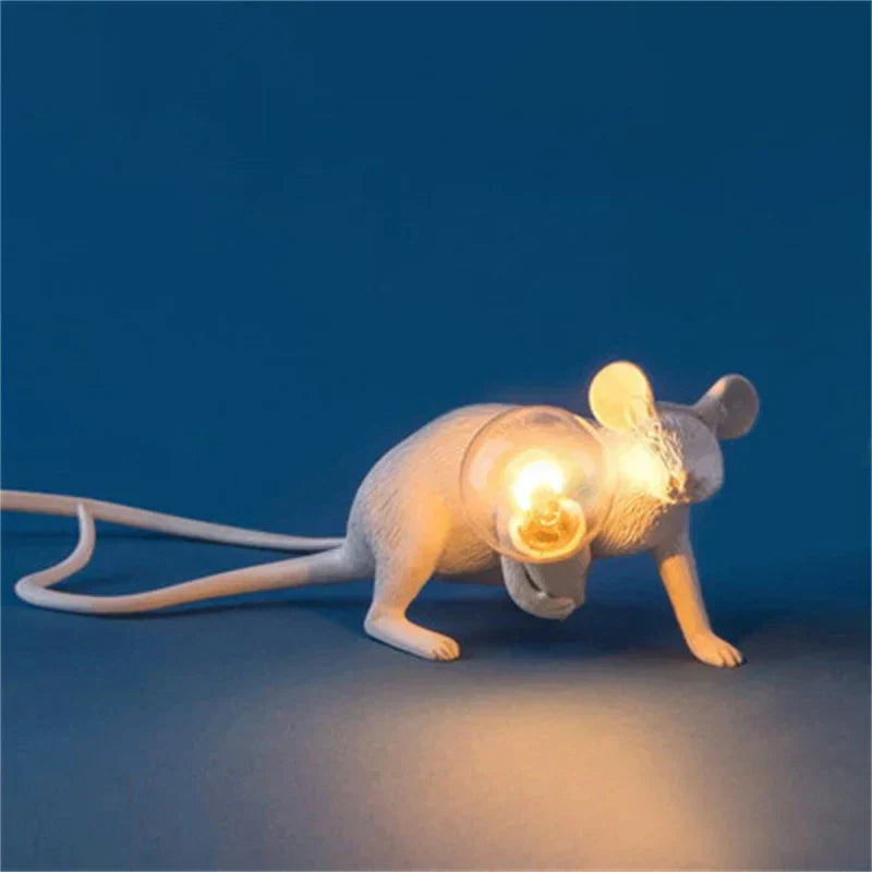BowLift Modern LED Animal Table Lamps - Resin Rat, Cat, and Squirrel Night Lights