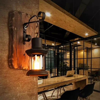 BowLift Retro Lantern Lamp - Industrial Wall Light Fixture