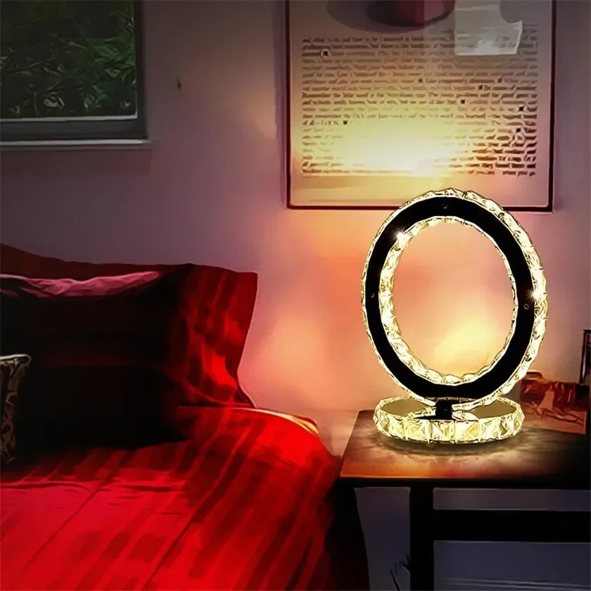 BowLift AmbientShine: Modern Crystal Table Lamp