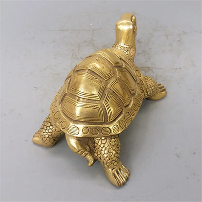 LZINA™ | Brass Feng Shui Turtle Statue Lucky Animal Sculpture for Longevity Home Office Decoration Figurine Gift Study Ornament