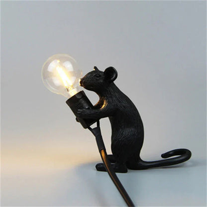 BowLift Modern LED Animal Table Lamps - Resin Rat, Cat, and Squirrel Night Lights