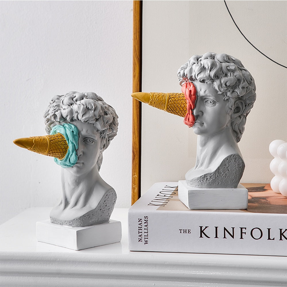 LZINA™ | David Figurine with Ice Cream Home Decoration Sculpture