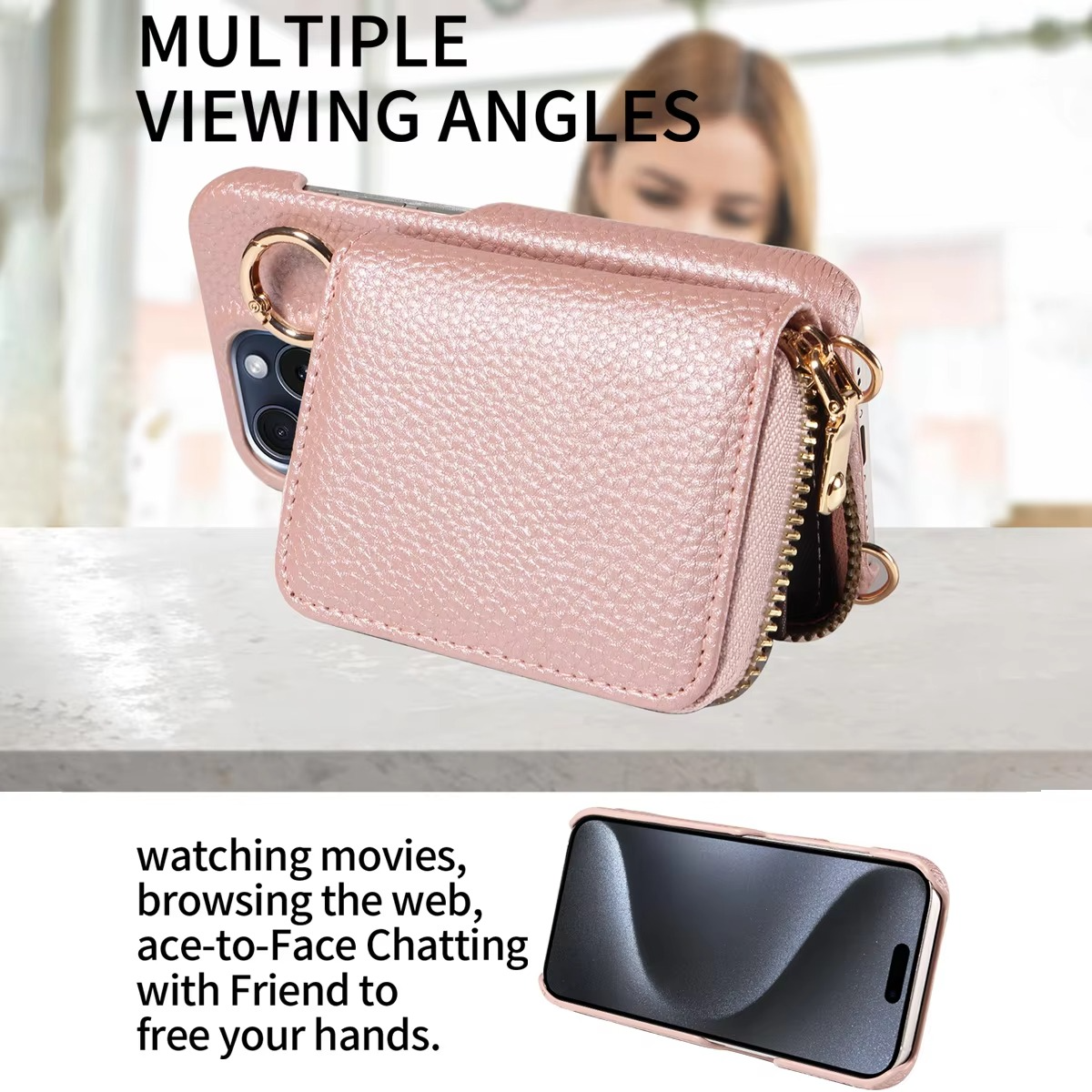 LZINA™ | Premium Leather Multi-Function iPhone Case with Anti-Degaussing Protection