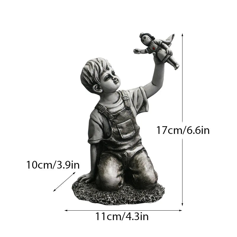 LZINA™ | Dropshipping Banksy Sculpture Collection Flower Thrower Statue Pop Art Modern Balloon Girl Figurine Office Home Decoration