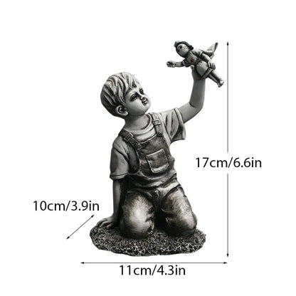 LZINA™ | Dropshipping Banksy Sculpture Collection Flower Thrower Statue Pop Art Modern Balloon Girl Figurine Office Home Decoration