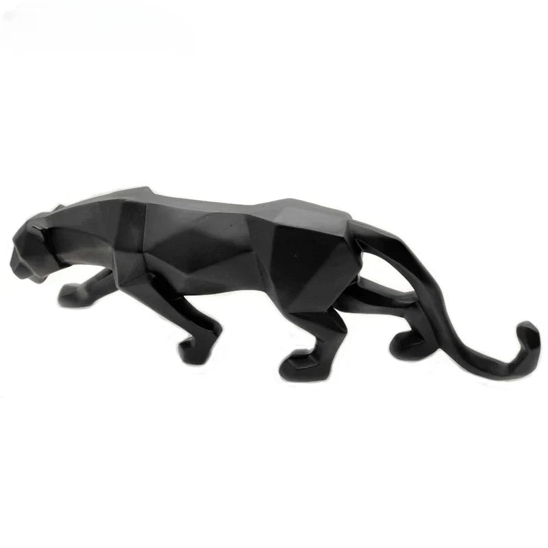 LZINA™ | Panther Statue, Animal Figure, Abstract Geometric Style, Resin, Leopard Sculpture, Home Office, Desktop Decoration, Crafts