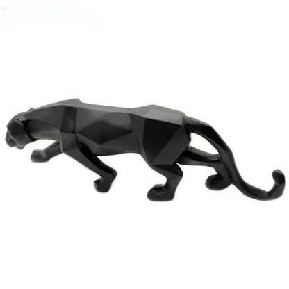 LZINA™ | Panther Statue, Animal Figure, Abstract Geometric Style, Resin, Leopard Sculpture, Home Office, Desktop Decoration, Crafts
