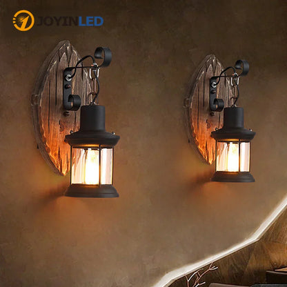 BowLift Retro Lantern Lamp - Industrial Wall Light Fixture
