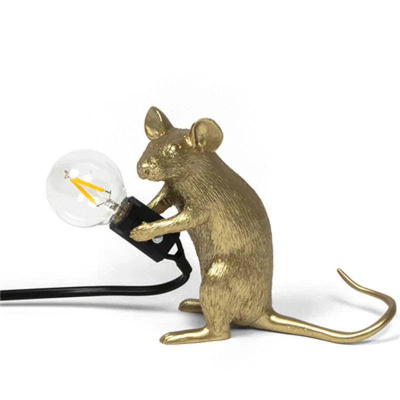 BowLift Modern LED Animal Table Lamps - Resin Rat, Cat, and Squirrel Night Lights