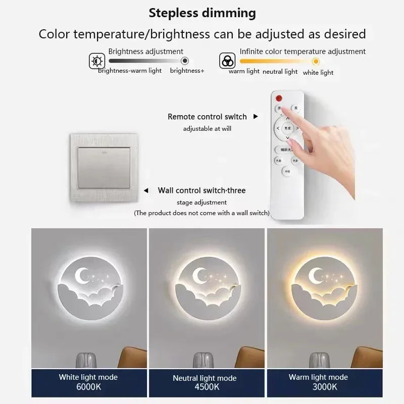BowLift LED Wall Light with Moon & Stars — Ambient Glow
