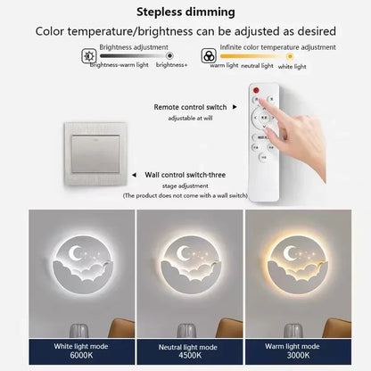 LZINA™ | Magical LED Wall Lamp – Moon & Stars Night Light