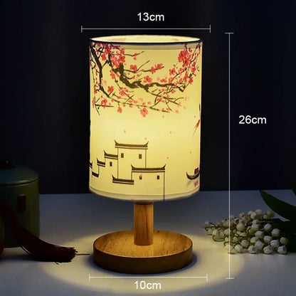 BowLift Dimmable LED Bedside Lamp with Plum Blossom Fabric Shade – Elegant Nightstand Light for Your Bedroom