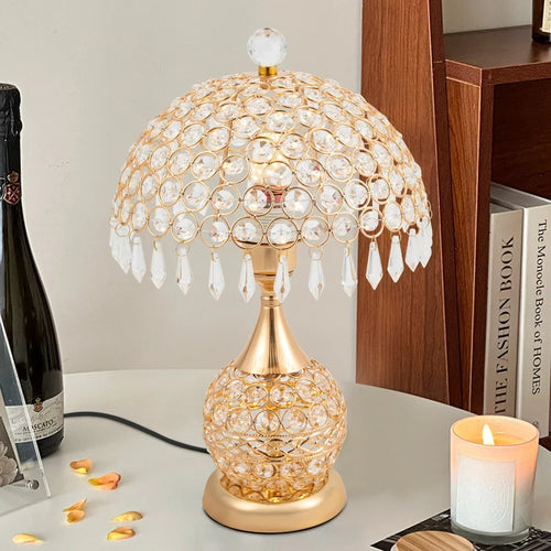 BowLift Modern Crystal Luxury Nightstand Lamp – Elegant Decorative Bedside Light
