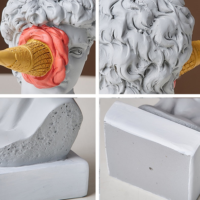 LZINA™ | David Figurine with Ice Cream Home Decoration Sculpture