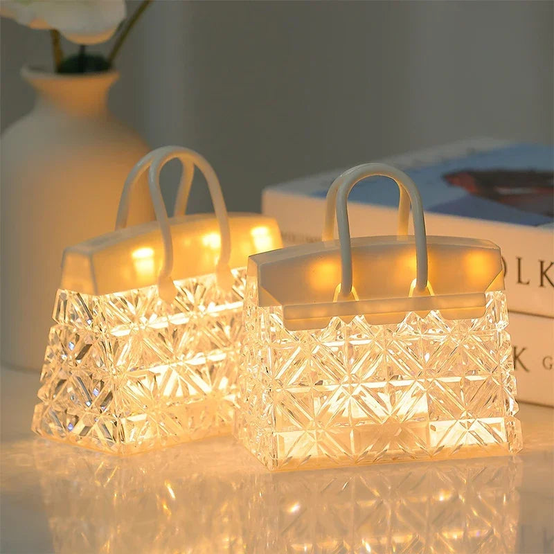 BowLift CrystalBag: Handbag-Shaped Acrylic Night Light – Creative & Sparkling Decorative Lamp