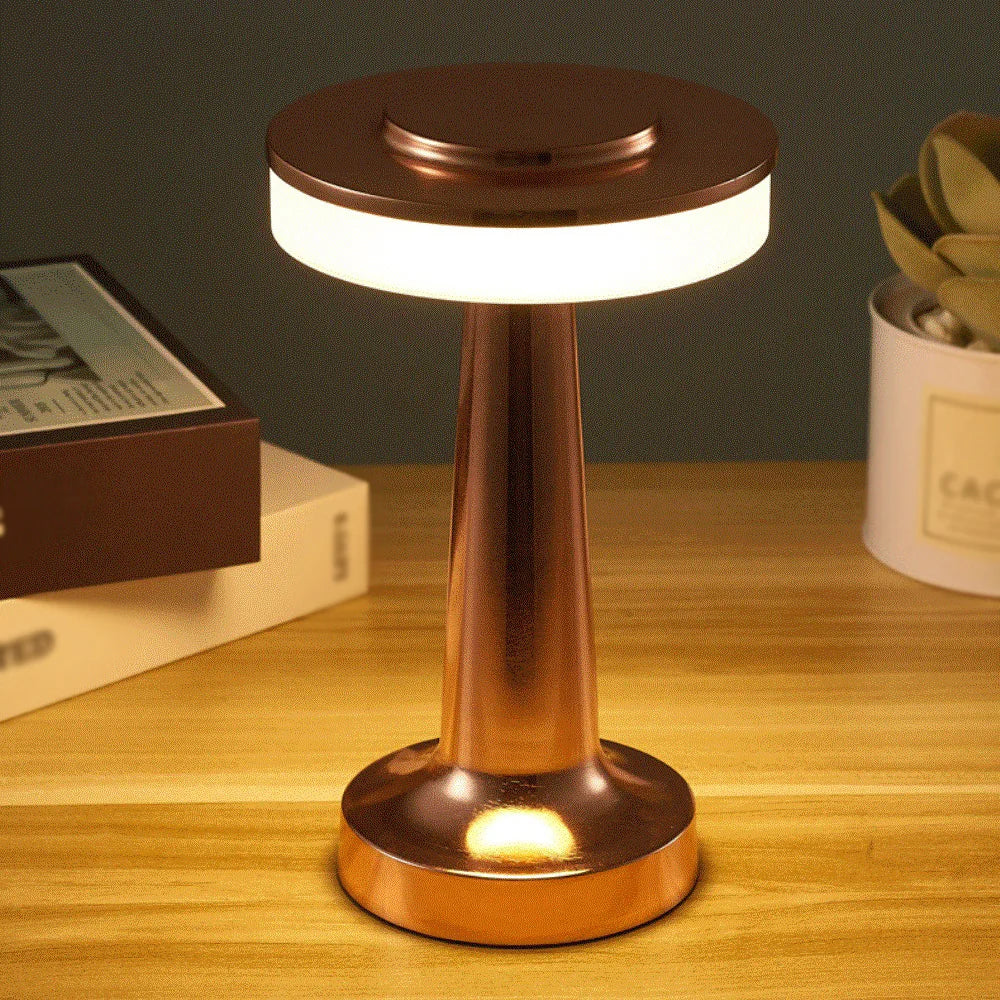 BowLift Retro LED Table Lamp – USB Rechargeable, Infinitely Dimmable Night Light for Bedroom, Bar & Camping, Ambient Lighting