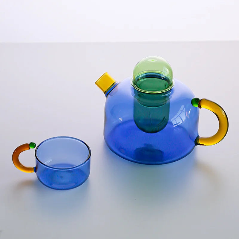 BowLift | Contrasting Color Glass Tea Set