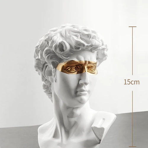 LZINA™ | Statues for decoration, 15 cm, David, coffee table, home decoration, ornaments, bust of a room made of plaster, white resin, decorative art sculpture
