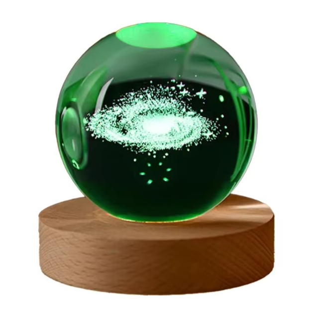 LZINA™ | 2.36 in RGB Crystal Ball Night Light with Milky Way and Moon - Cosmos-Inspired Bedside Decoration