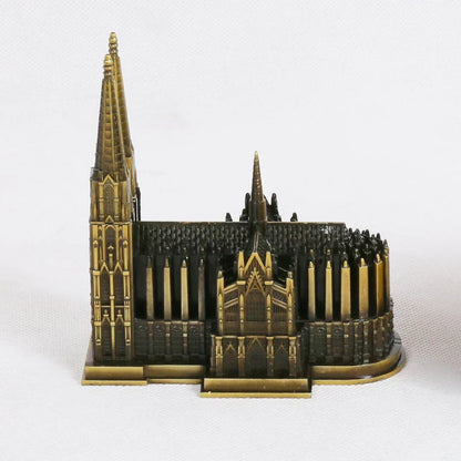 LZINA™ | Cologne Cathedral Model Metal Antique Bronze Germany Cologne Cathedral Building Figurine World Famous Landmark Architecture Decoration
