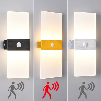 BowLift Motion-Sensor Wall Light – Modern Aluminum & Acrylic Decorative Fixture for Interior Lighting (Kitchen, Bedroom, Hallway, Corridor)