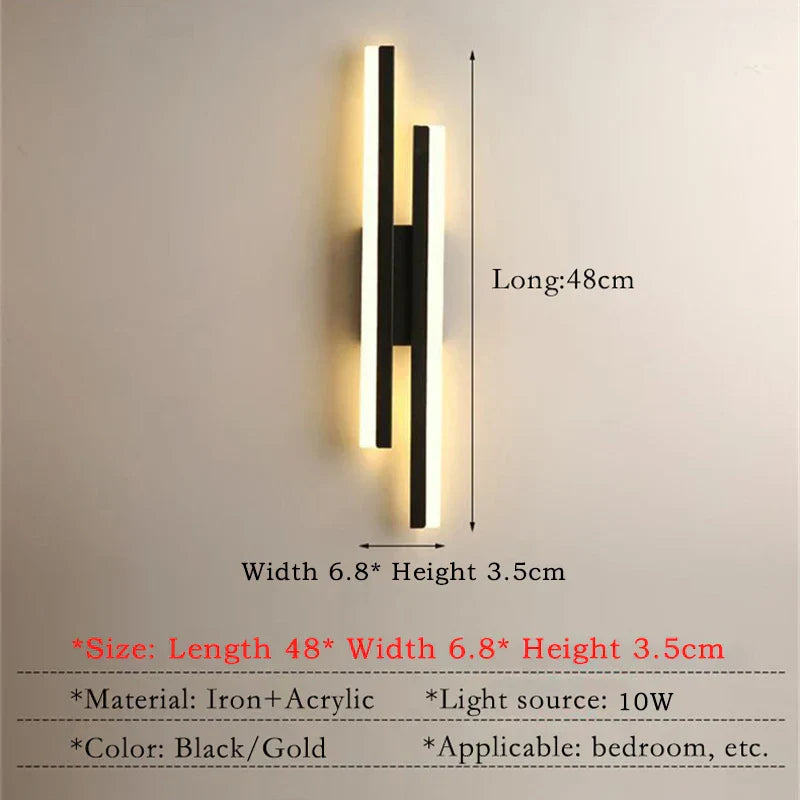 BowLift Modern LED Wall Lamp – Black & Gold Acrylic Accent Light for Elegant Room Décor