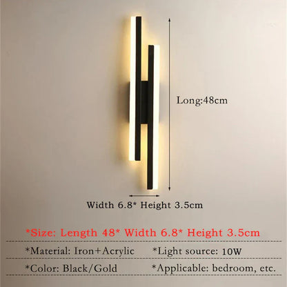 BowLift Modern LED Wall Lamp – Black & Gold Acrylic Accent Light for Elegant Room Décor