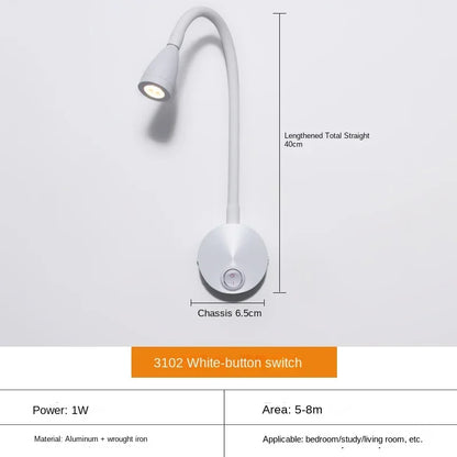 BowLift LED Wall Lamp: Modern, Flexible Lighting Ideal for Reading in Bed