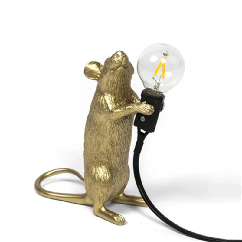 BowLift Modern LED Animal Table Lamps - Resin Rat, Cat, and Squirrel Night Lights
