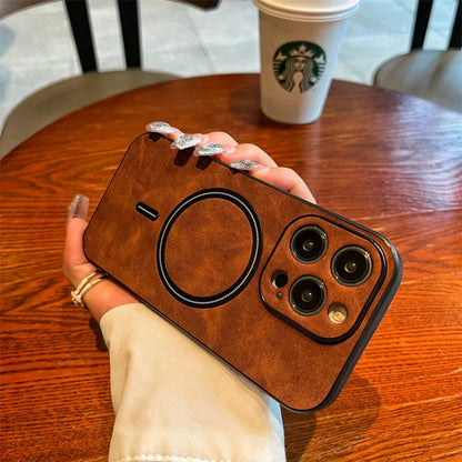 LZINA™ | Luxury Deer Leather Apple iPhone Case | Magnetic Phone Case, Wireless Case, MagSafe, Wireless Charging, Protective Case, Cover for iPhone 15, 14, 13 Pro Max Plus