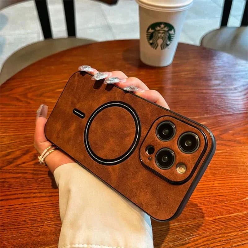 LZINA™ | Deer Leather iPhone Case MagSafe Wireless Charging