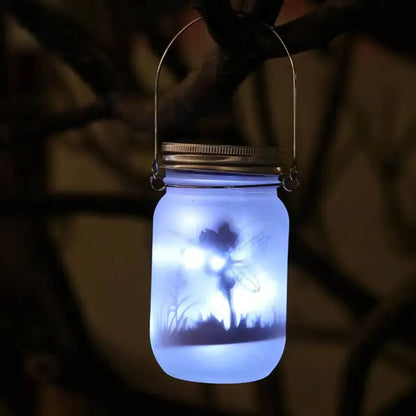 LZINA™ | Glass Fairy Lamp - Solar Mason Jar Lantern, IP65 Waterproof Outdoor Hanging Light