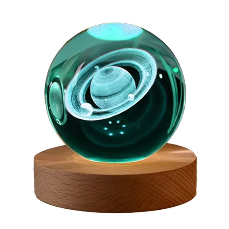 LZINA™ | 2.36 in RGB Crystal Ball Night Light with Milky Way and Moon - Cosmos-Inspired Bedside Decoration