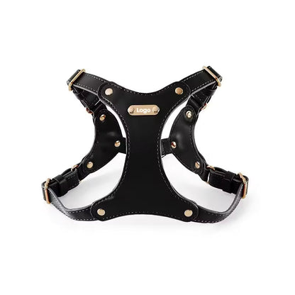 Adjustable Leather Dog Harness with Custom Engraving Bowlift