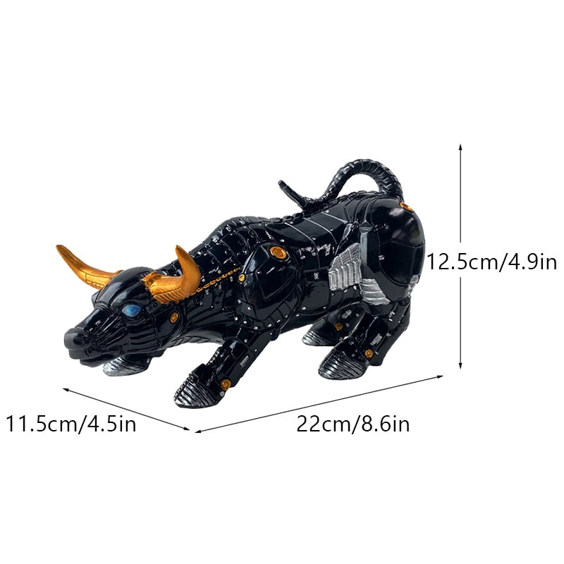 LZINA™ | Graffiti-Painting Resin Bull Figures Home Living Room Bedroom Office Desktop Feng Shui Ornaments Collection Statues