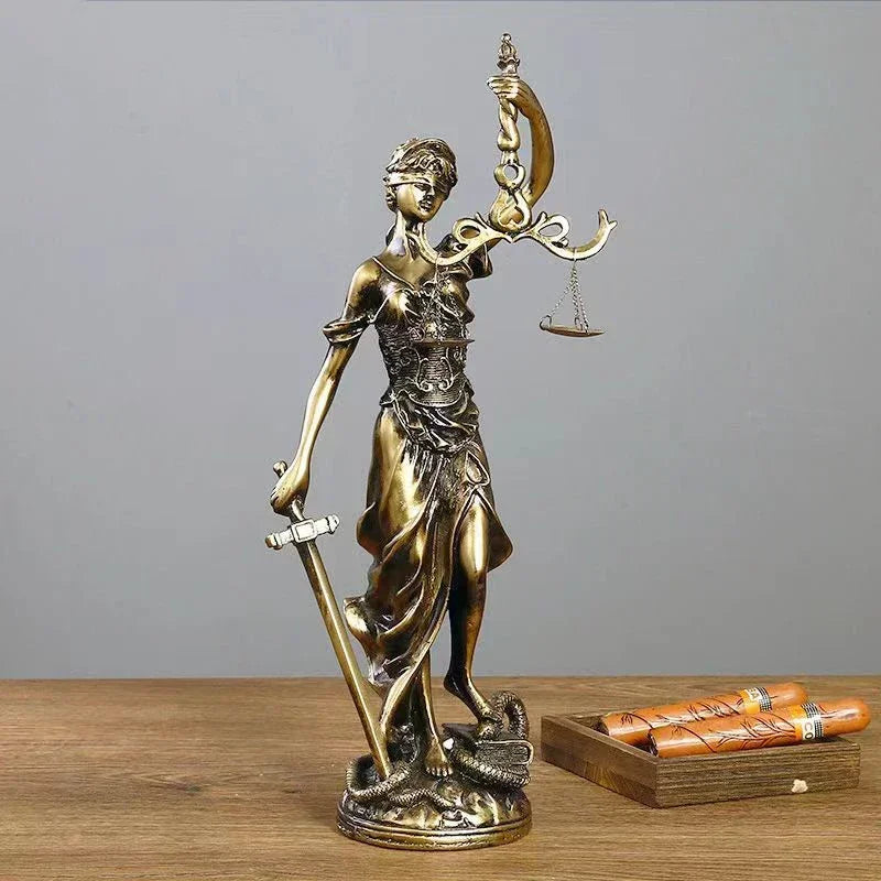 LZINA™ | ERMAKOVA European antique bronze Greek goddess of justice statue Fair Angels resin sculpture ornaments desktop home decoration gift