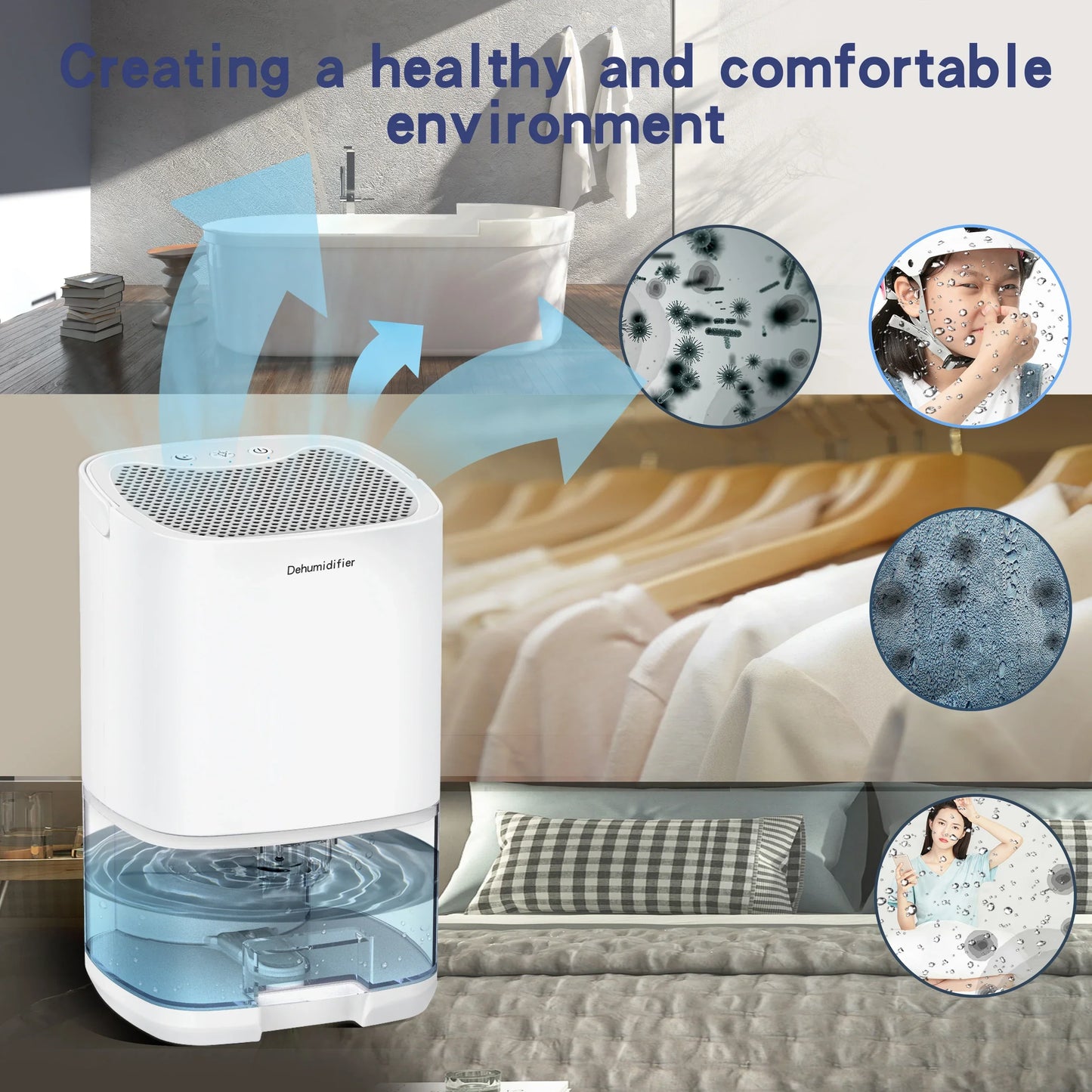 LZINA™ | 1000ml Portable 2-in-1 Dehumidifier with Air Filter & Night Light – Aveline