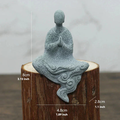 LZINA™ | Buddha Stone Statue Small Buddhist Monks Tibetan Buddhism Figures Zen Garden Ornament Meditation Home Aquarium Decoration